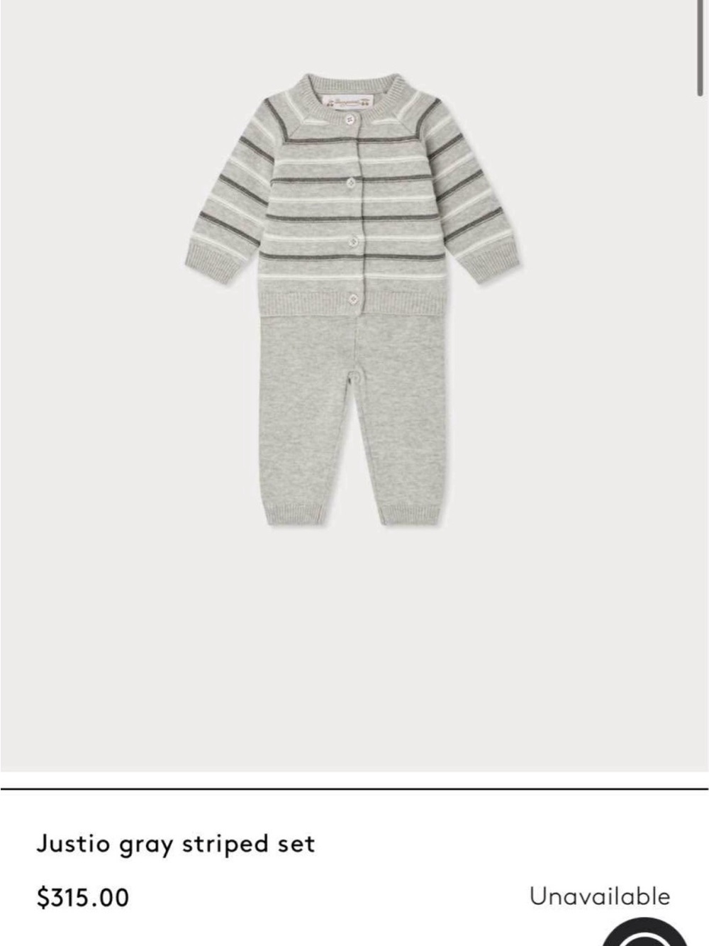 Bonpoint gray and ivory striped knit cardigan
